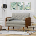 Mid-Century Club Chair with Bolster Pillows and Gold-Tipped Legs