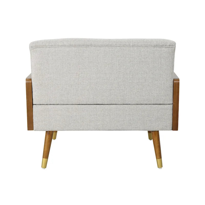 Mid-Century Club Chair with Bolster Pillows and Gold-Tipped Legs