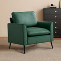 Green Faux Leather Accent Lounge Chair with Waist Pillows and Overstuffed Headrest