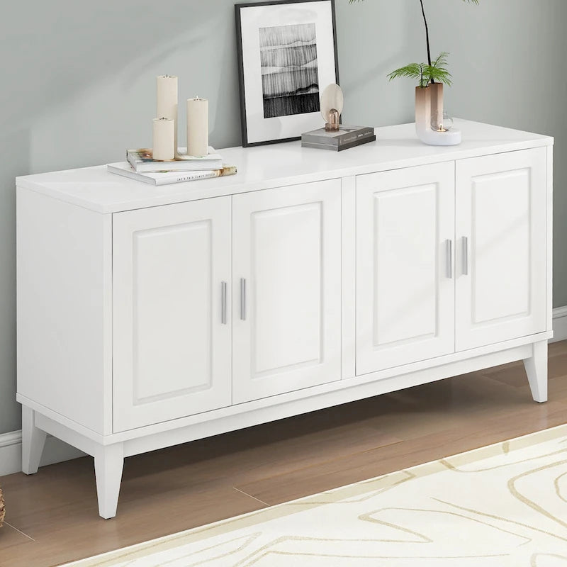 4-Door Sideboard Storage Cabinet with Adjustable Shelves and Cable Holes - 60W x 15.7D x 33H