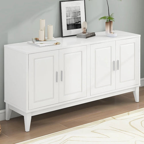 4-Door Sideboard Storage Cabinet with Adjustable Shelves and Cable Holes - 60W x 15.7D x 33H