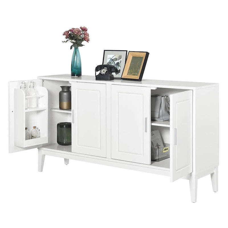 4-Door Sideboard Storage Cabinet with Adjustable Shelves and Cable Holes - 60W x 15.7D x 33H