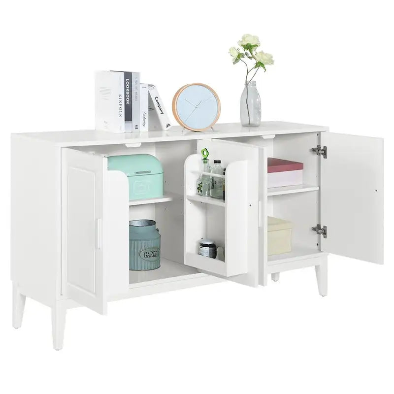 4-Door Sideboard Storage Cabinet with Adjustable Shelves and Cable Holes - 60W x 15.7D x 33H