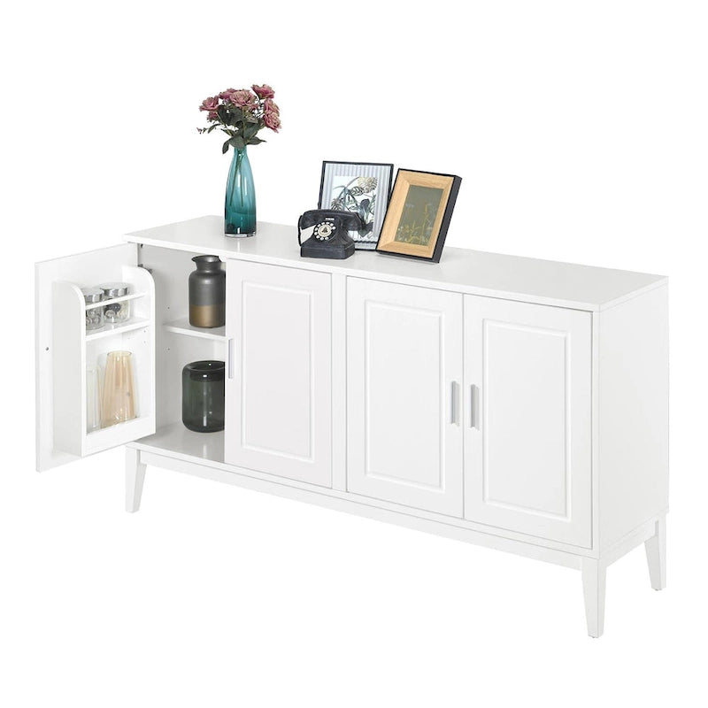 4-Door Sideboard Storage Cabinet with Adjustable Shelves and Cable Holes - 60W x 15.7D x 33H