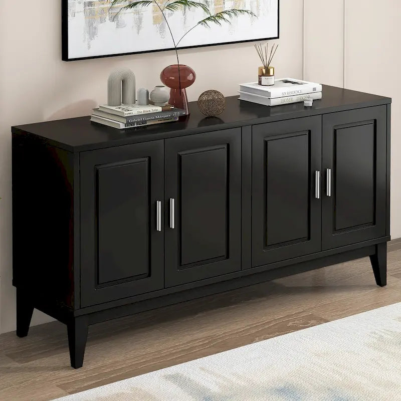 4-Door Sideboard Storage Cabinet with Adjustable Shelves and Cable Holes - 60W x 15.7D x 33H