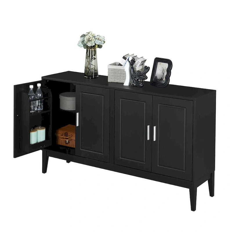4-Door Sideboard Storage Cabinet with Adjustable Shelves and Cable Holes - 60W x 15.7D x 33H