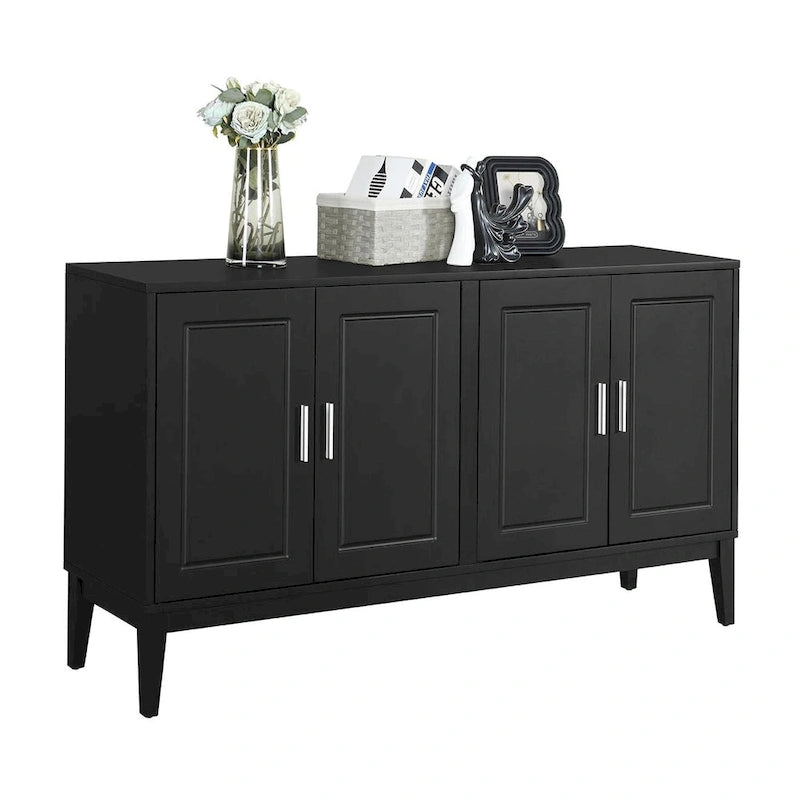 4-Door Sideboard Storage Cabinet with Adjustable Shelves and Cable Holes - 60W x 15.7D x 33H
