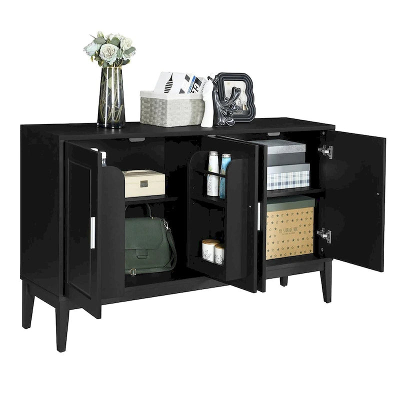 4-Door Sideboard Storage Cabinet with Adjustable Shelves and Cable Holes - 60W x 15.7D x 33H