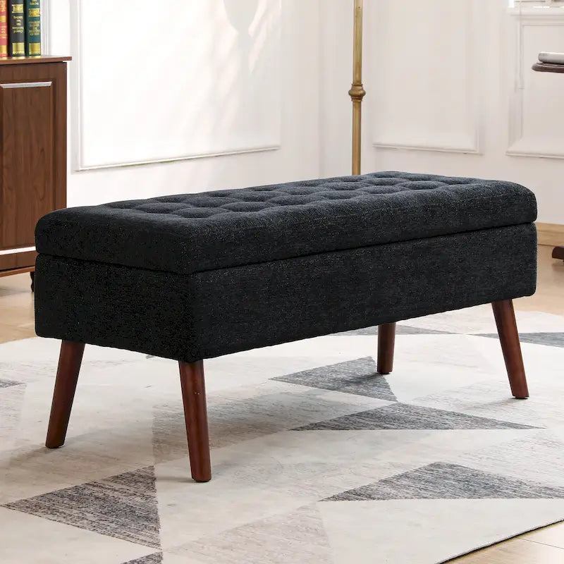 Tufted Storage Ottoman Bench - End of Bed, 43.3W x 17.7D x 18.9H, 300 lb Capacity