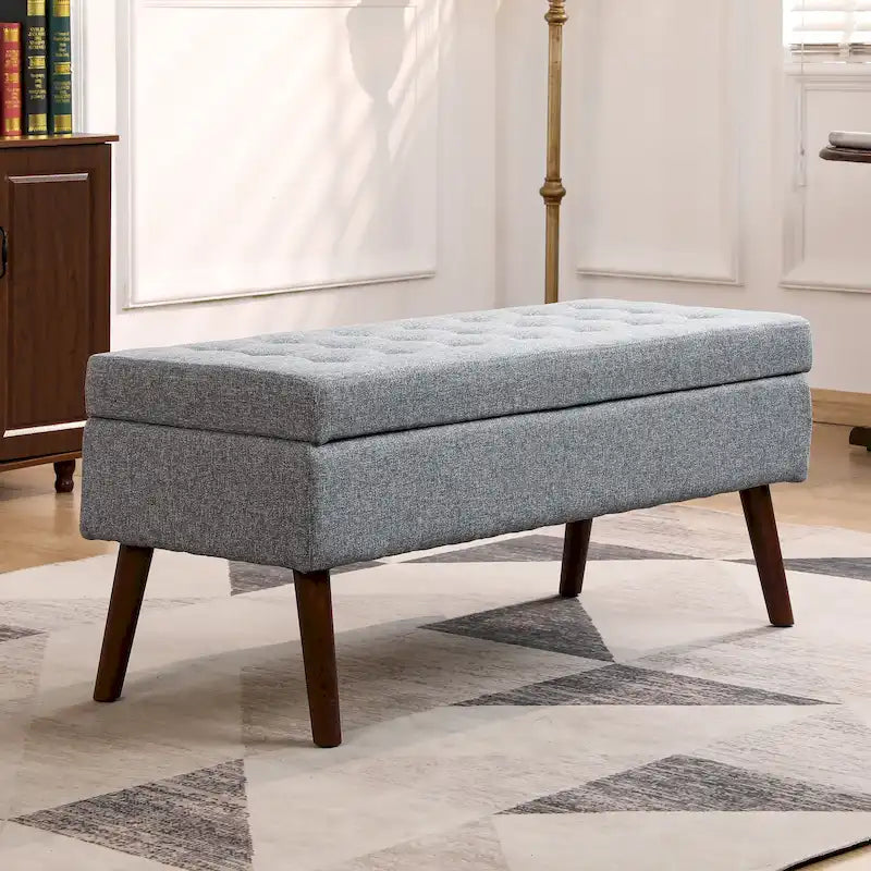 Tufted Storage Ottoman Bench - End of Bed, 43.3W x 17.7D x 18.9H, 300 lb Capacity