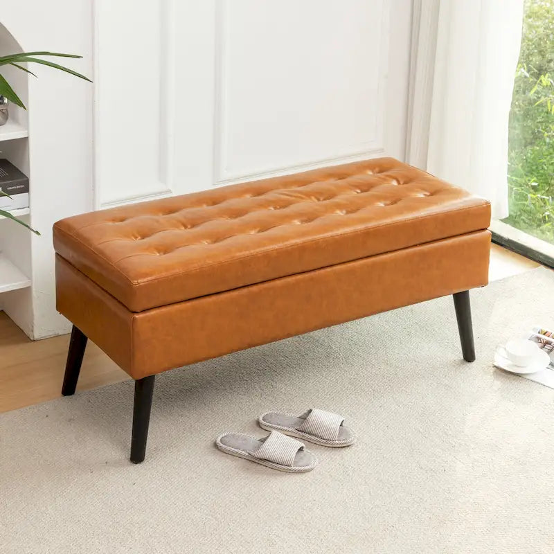 Tufted Storage Ottoman Bench - End of Bed, 43.3W x 17.7D x 18.9H, 300 lb Capacity