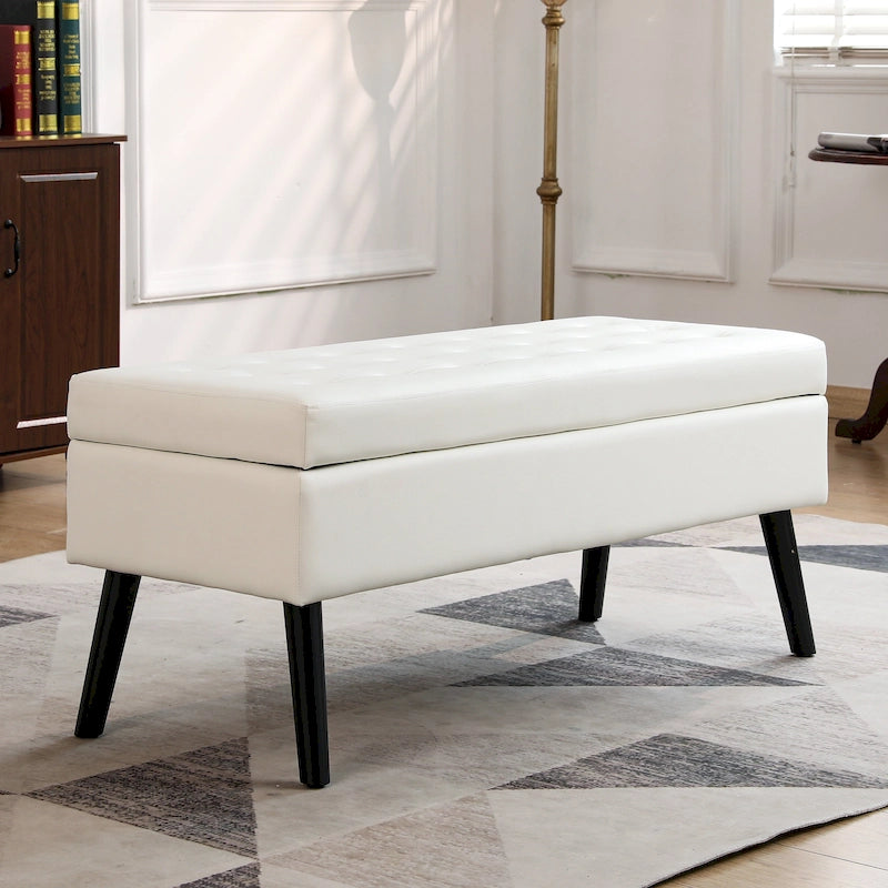 Tufted Storage Ottoman Bench - End of Bed, 43.3W x 17.7D x 18.9H, 300 lb Capacity
