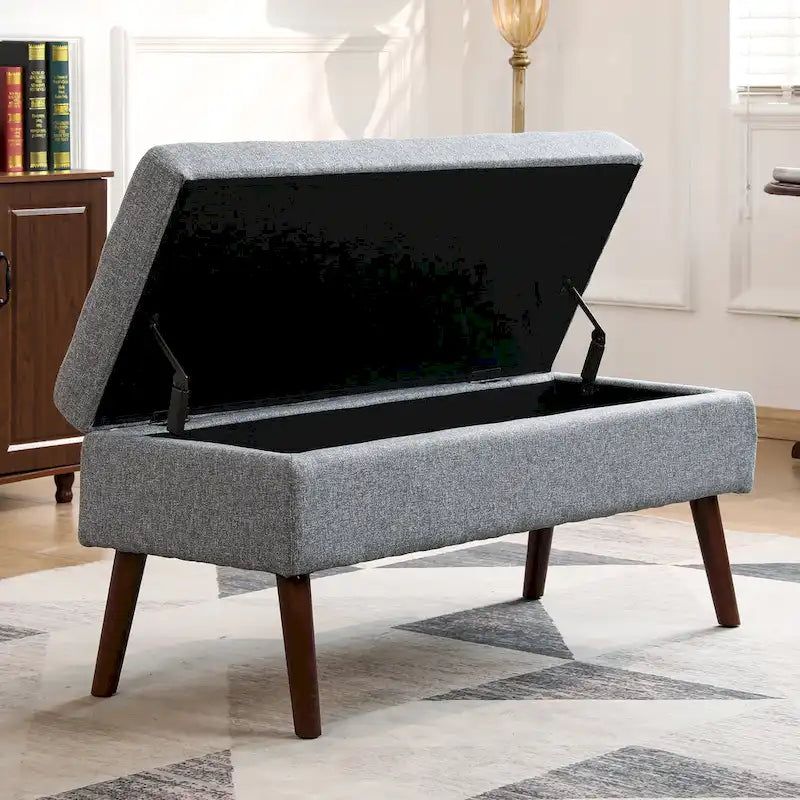 Tufted Storage Ottoman Bench - End of Bed, 43.3W x 17.7D x 18.9H, 300 lb Capacity