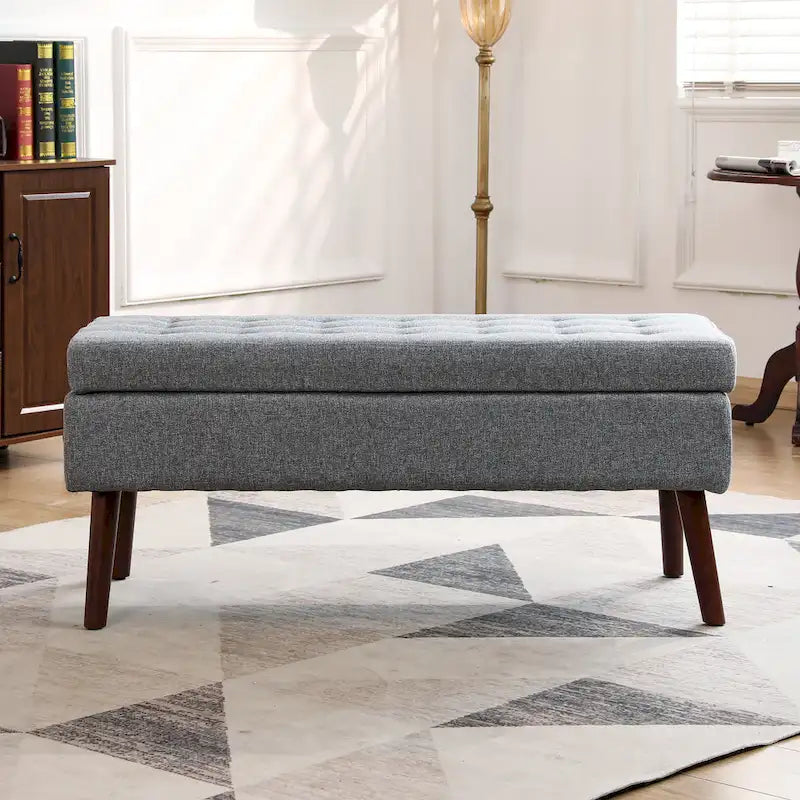 Tufted Storage Ottoman Bench - End of Bed, 43.3W x 17.7D x 18.9H, 300 lb Capacity