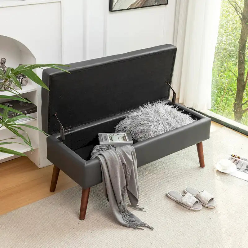 Tufted Storage Ottoman Bench - End of Bed, 43.3W x 17.7D x 18.9H, 300 lb Capacity
