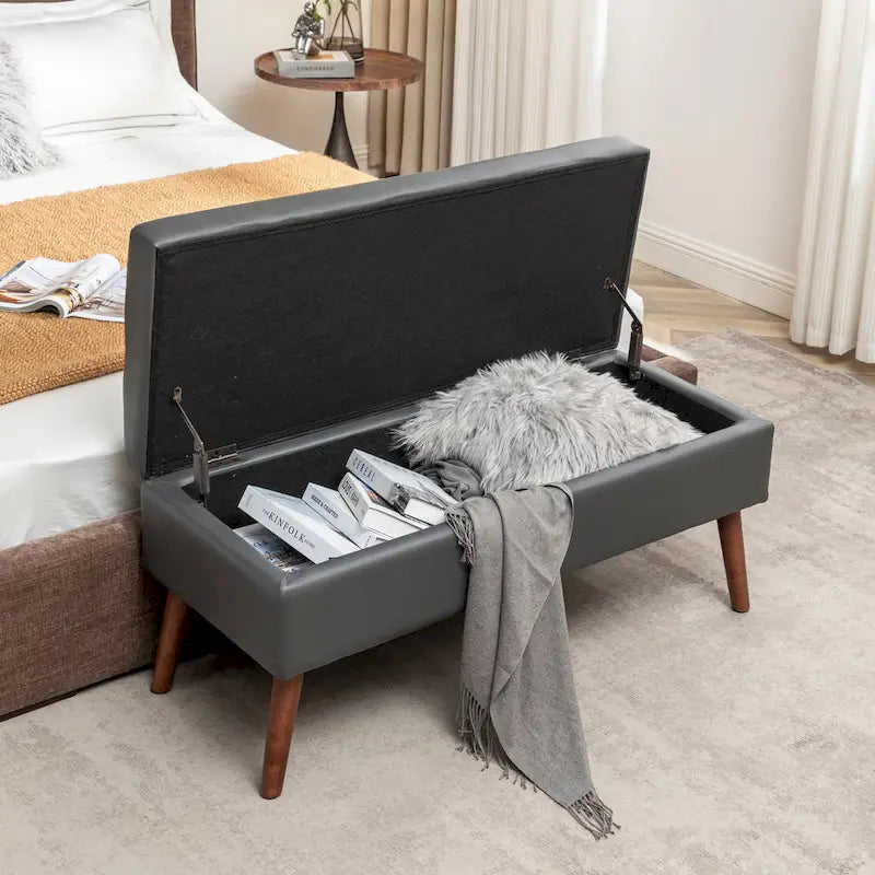 Tufted Storage Ottoman Bench - End of Bed, 43.3W x 17.7D x 18.9H, 300 lb Capacity