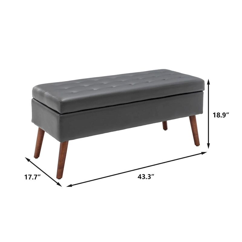 Tufted Storage Ottoman Bench - End of Bed, 43.3W x 17.7D x 18.9H, 300 lb Capacity