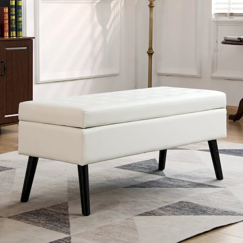 Tufted Storage Ottoman Bench - End of Bed, 43.3W x 17.7D x 18.9H, 300 lb Capacity