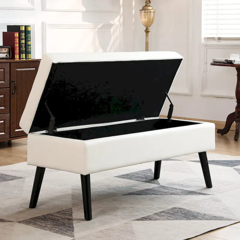 Tufted Storage Ottoman Bench - End of Bed, 43.3W x 17.7D x 18.9H, 300 lb Capacity