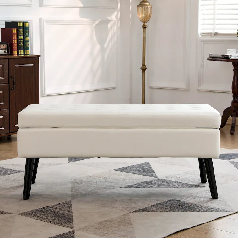 Tufted Storage Ottoman Bench - End of Bed, 43.3W x 17.7D x 18.9H, 300 lb Capacity