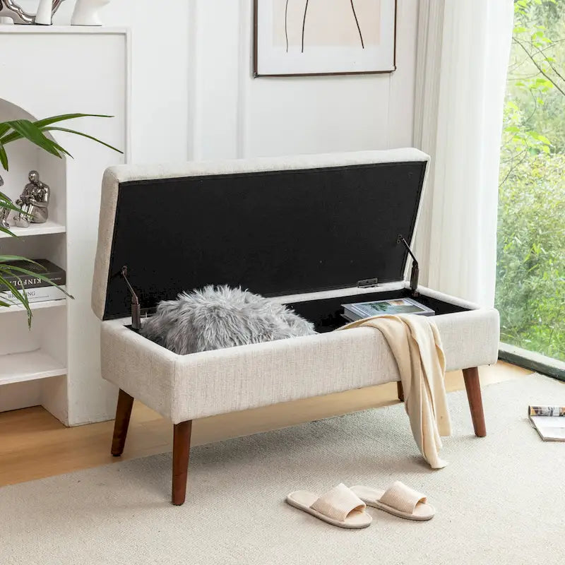 Tufted Storage Ottoman Bench - End of Bed, 43.3W x 17.7D x 18.9H, 300 lb Capacity