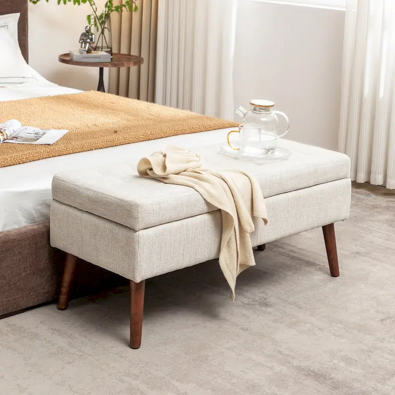 Tufted Storage Ottoman Bench - End of Bed, 43.3W x 17.7D x 18.9H, 300 lb Capacity