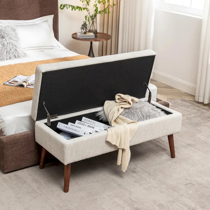 Tufted Storage Ottoman Bench - End of Bed, 43.3W x 17.7D x 18.9H, 300 lb Capacity