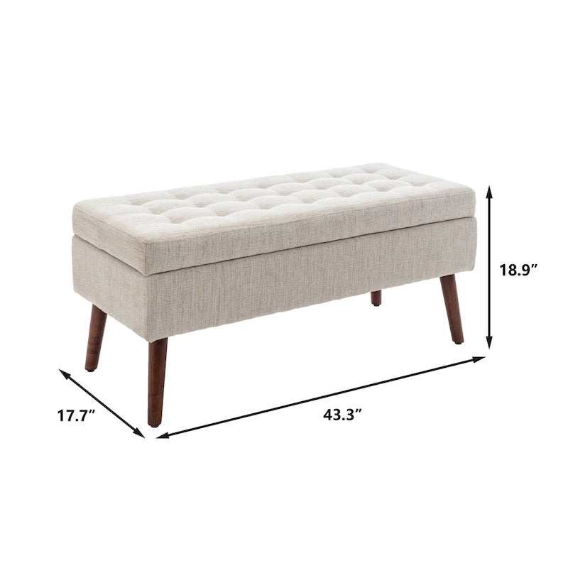 Tufted Storage Ottoman Bench - End of Bed, 43.3W x 17.7D x 18.9H, 300 lb Capacity