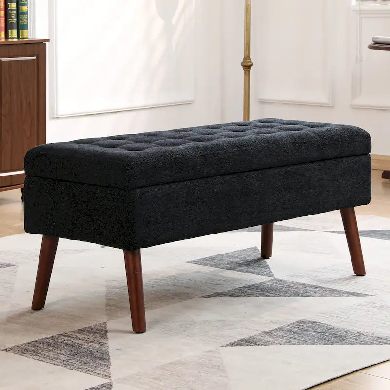 Tufted Storage Ottoman Bench - End of Bed, 43.3W x 17.7D x 18.9H, 300 lb Capacity