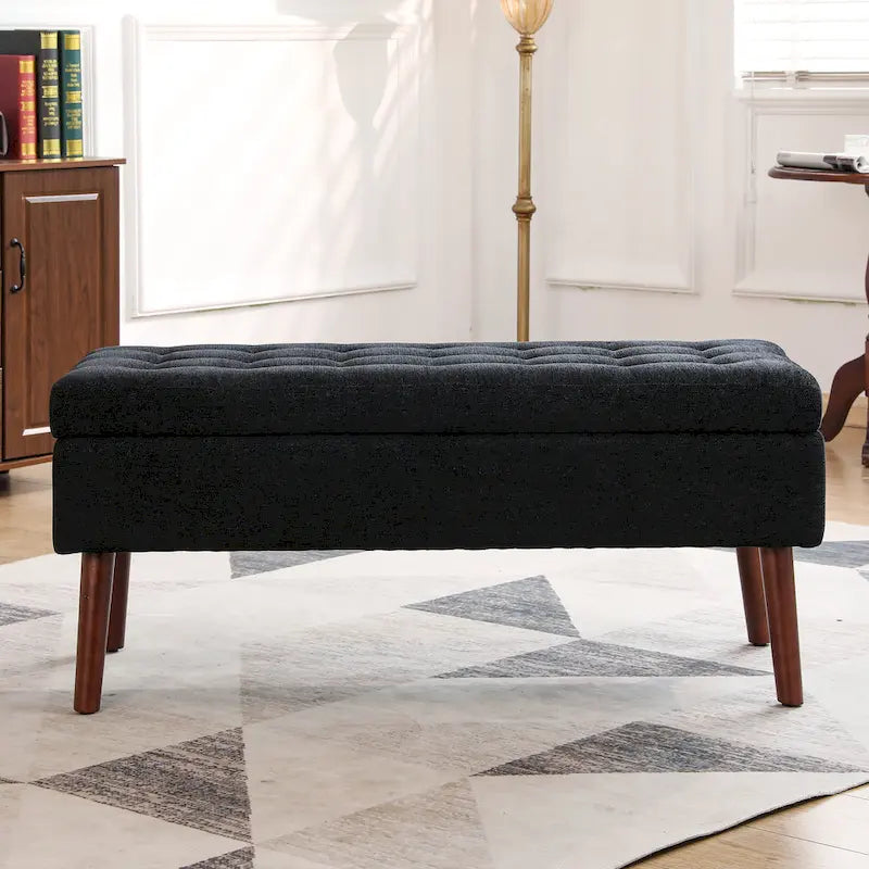 Tufted Storage Ottoman Bench - End of Bed, 43.3W x 17.7D x 18.9H, 300 lb Capacity