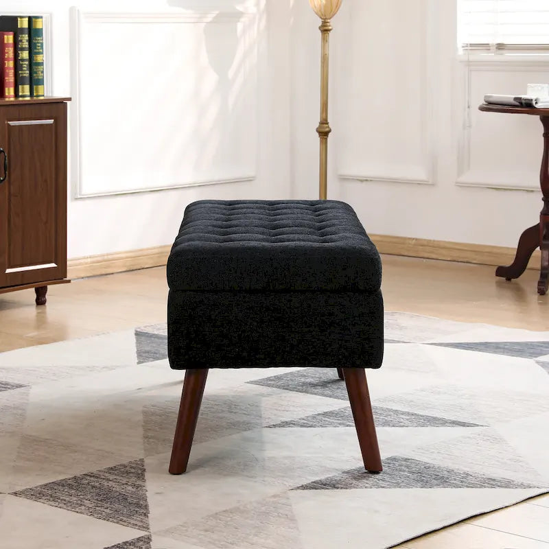 Tufted Storage Ottoman Bench - End of Bed, 43.3W x 17.7D x 18.9H, 300 lb Capacity