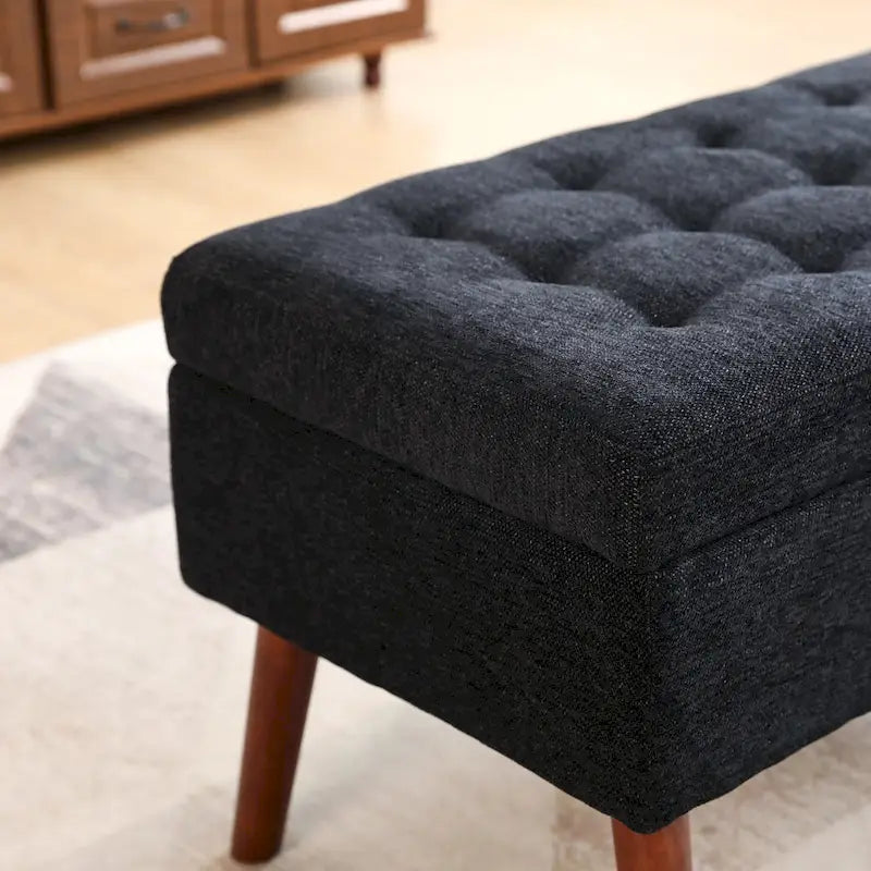 Tufted Storage Ottoman Bench - End of Bed, 43.3W x 17.7D x 18.9H, 300 lb Capacity