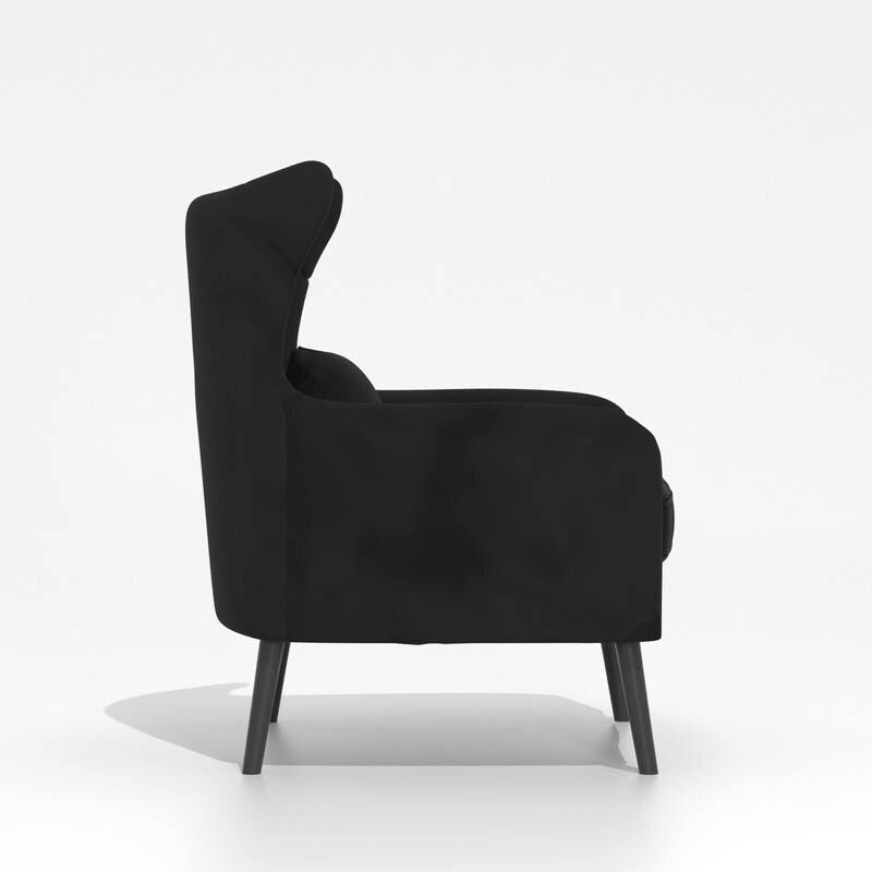 Wide Velvet Wingback Accent Chair with Tufted Button Detail - 30.3W x 28.3D x 37.7H