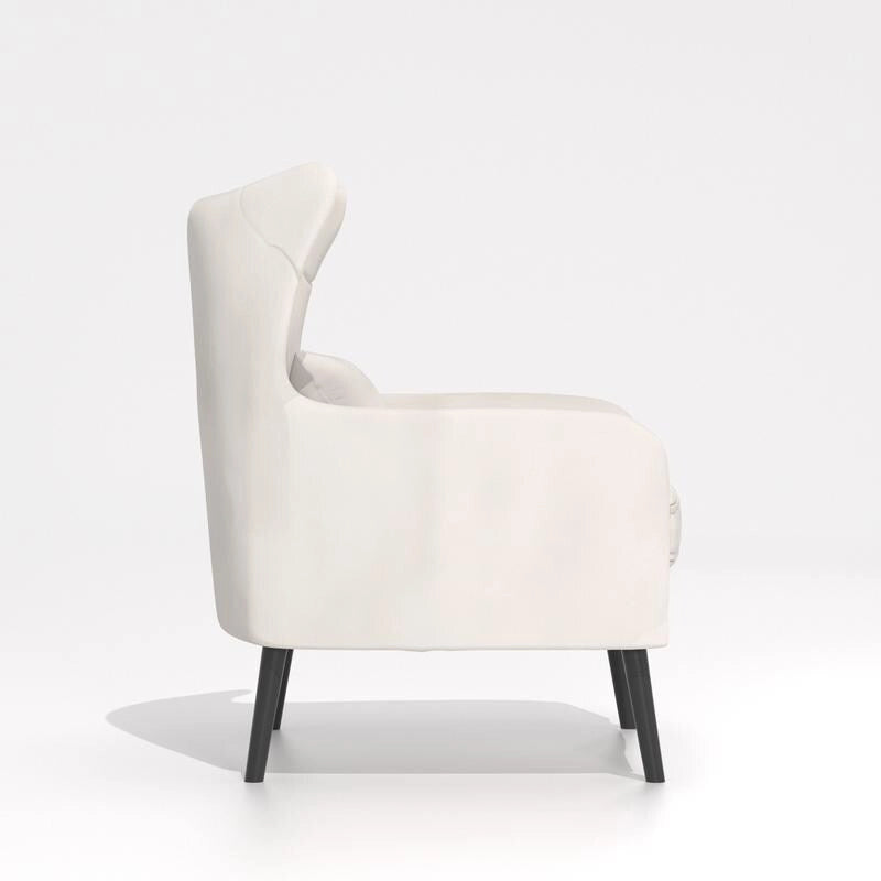 Wide Velvet Wingback Accent Chair with Tufted Button Detail - 30.3W x 28.3D x 37.7H