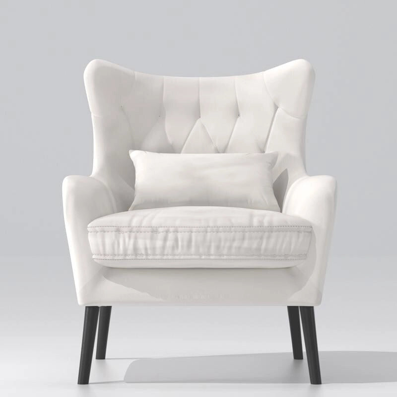 Wide Velvet Wingback Accent Chair with Tufted Button Detail - 30.3W x 28.3D x 37.7H