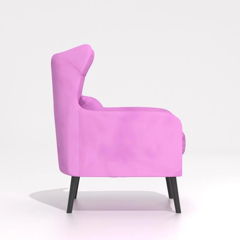 Wide Velvet Wingback Accent Chair with Tufted Button Detail - 30.3W x 28.3D x 37.7H