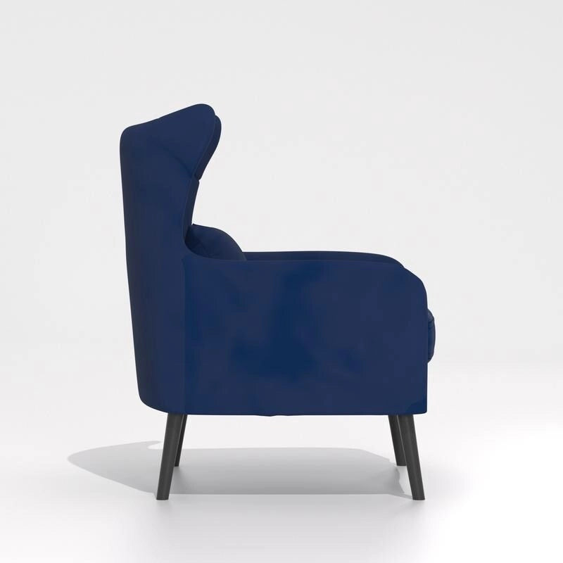 Wide Velvet Wingback Accent Chair with Tufted Button Detail - 30.3W x 28.3D x 37.7H