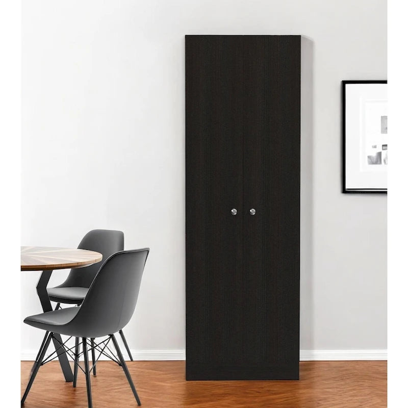 71" Black Wood Pantry Storage Closet - 23.6W x 70.8H x 11.8D