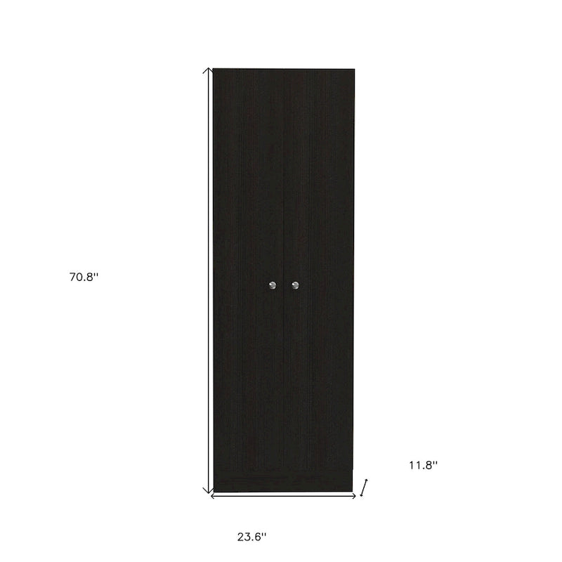 71" Black Wood Pantry Storage Closet - 23.6W x 70.8H x 11.8D