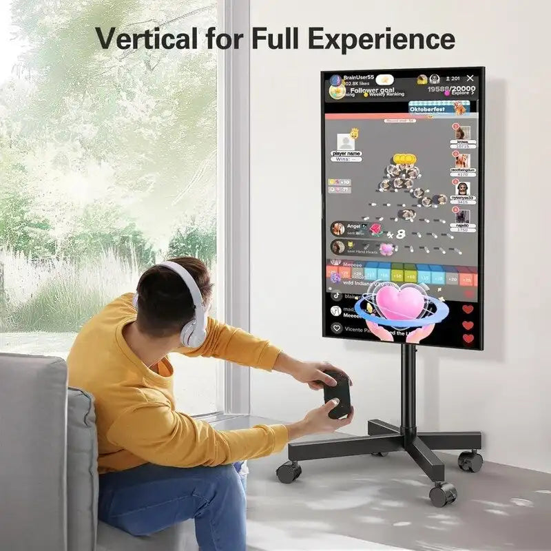 Rolling TV Stand with Height & Tilt Adjustment for 23"-60" TVs