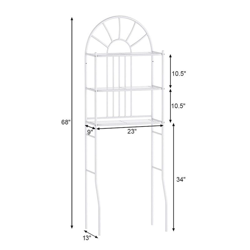 3-Tier Over-the-Toilet Bathroom Storage Shelf - White