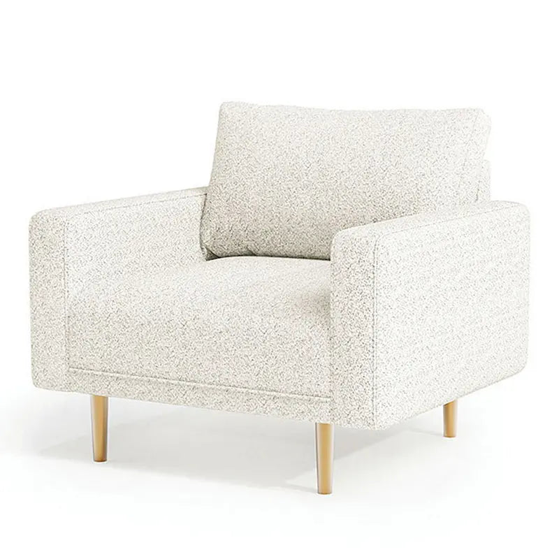 Off White Boucle Accent Chair with Bench Seat and Track Arms - 39.5L x 34.5W x 34.75H