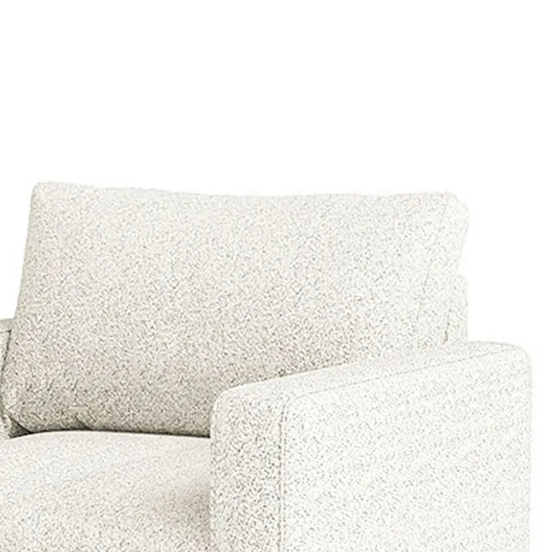 Off White Boucle Accent Chair with Bench Seat and Track Arms - 39.5L x 34.5W x 34.75H