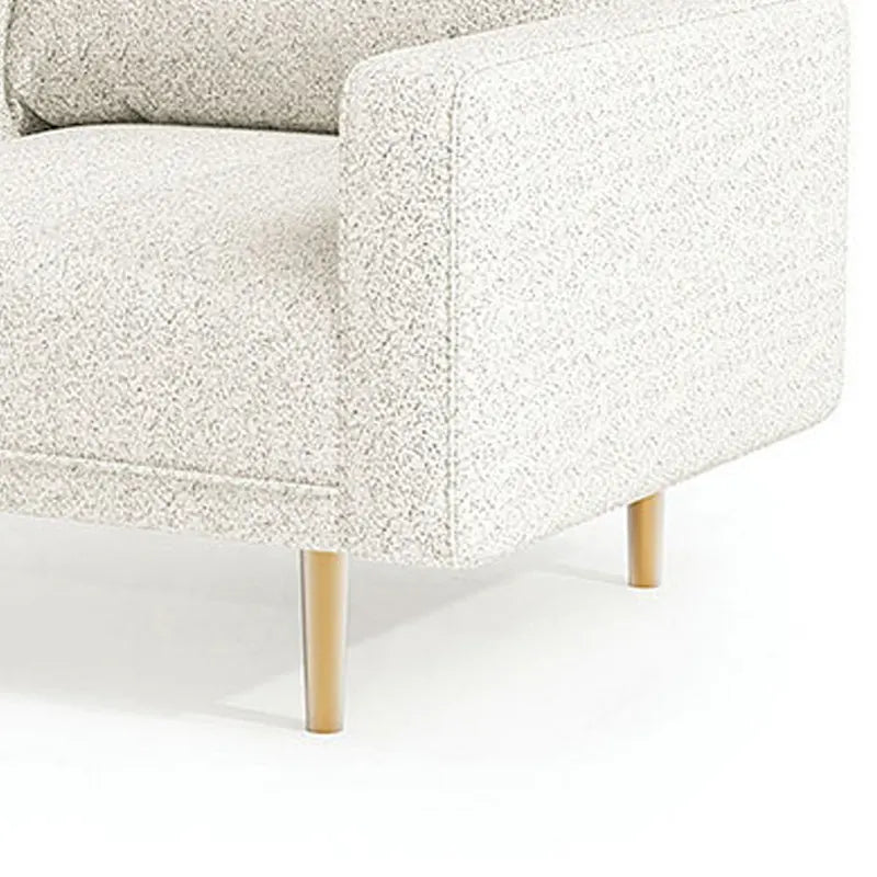 Off White Boucle Accent Chair with Bench Seat and Track Arms - 39.5L x 34.5W x 34.75H