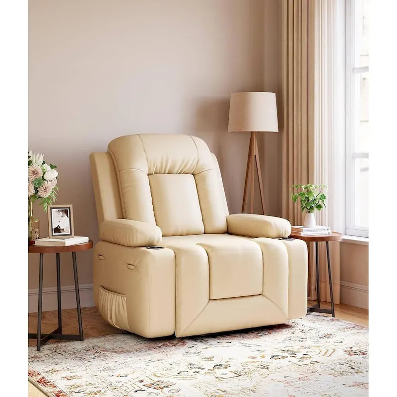 Leather Power Lift Recliner with Heat and 8-Point Massage - Medium or Large