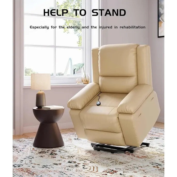 Leather Power Lift Recliner with Heat and 8-Point Massage - Medium or Large