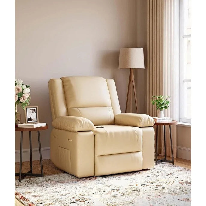 Leather Power Lift Recliner with Heat and 8-Point Massage - Medium or Large