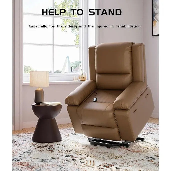 Leather Power Lift Recliner with Heat and 8-Point Massage - Medium or Large
