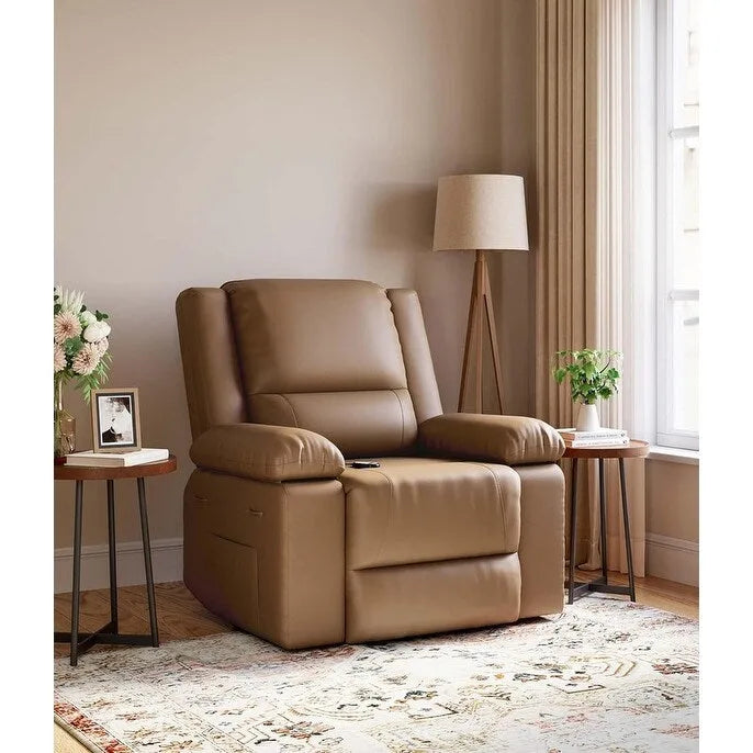 Leather Power Lift Recliner with Heat and 8-Point Massage - Medium or Large