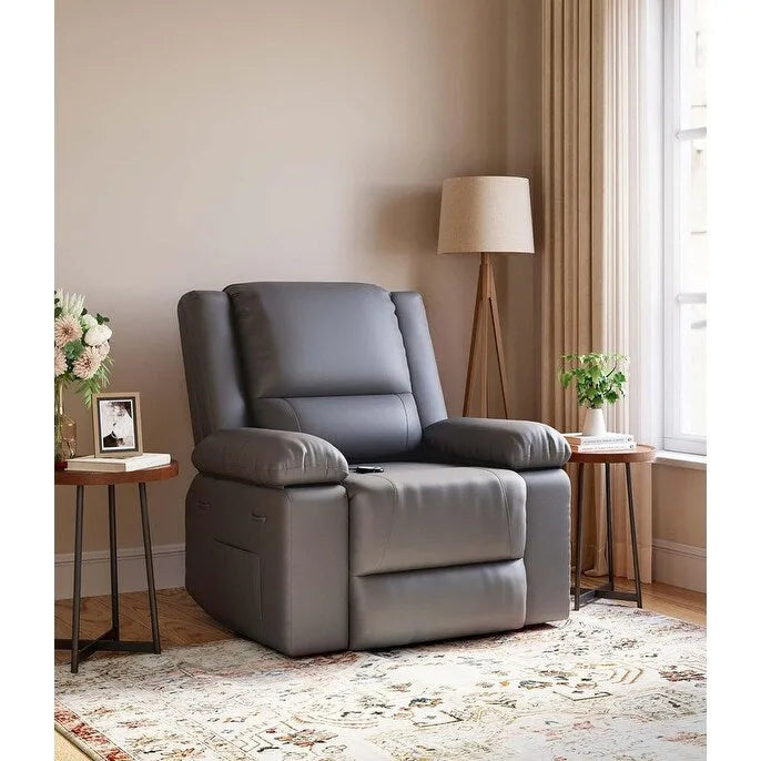 Leather Power Lift Recliner with Heat and 8-Point Massage - Medium or Large